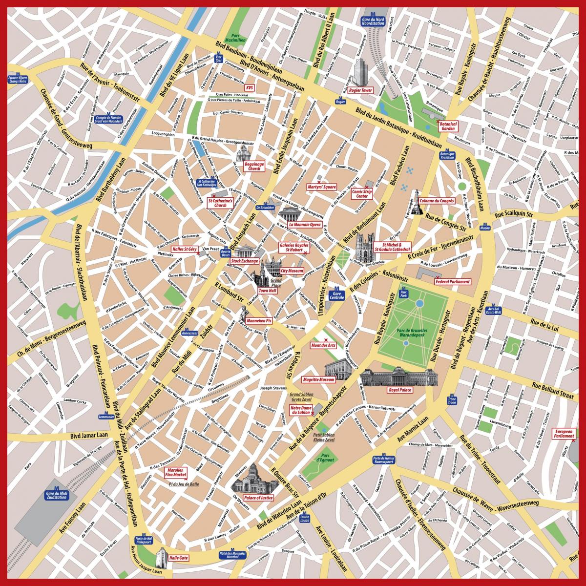 Plan des excursions à pied de Brussels