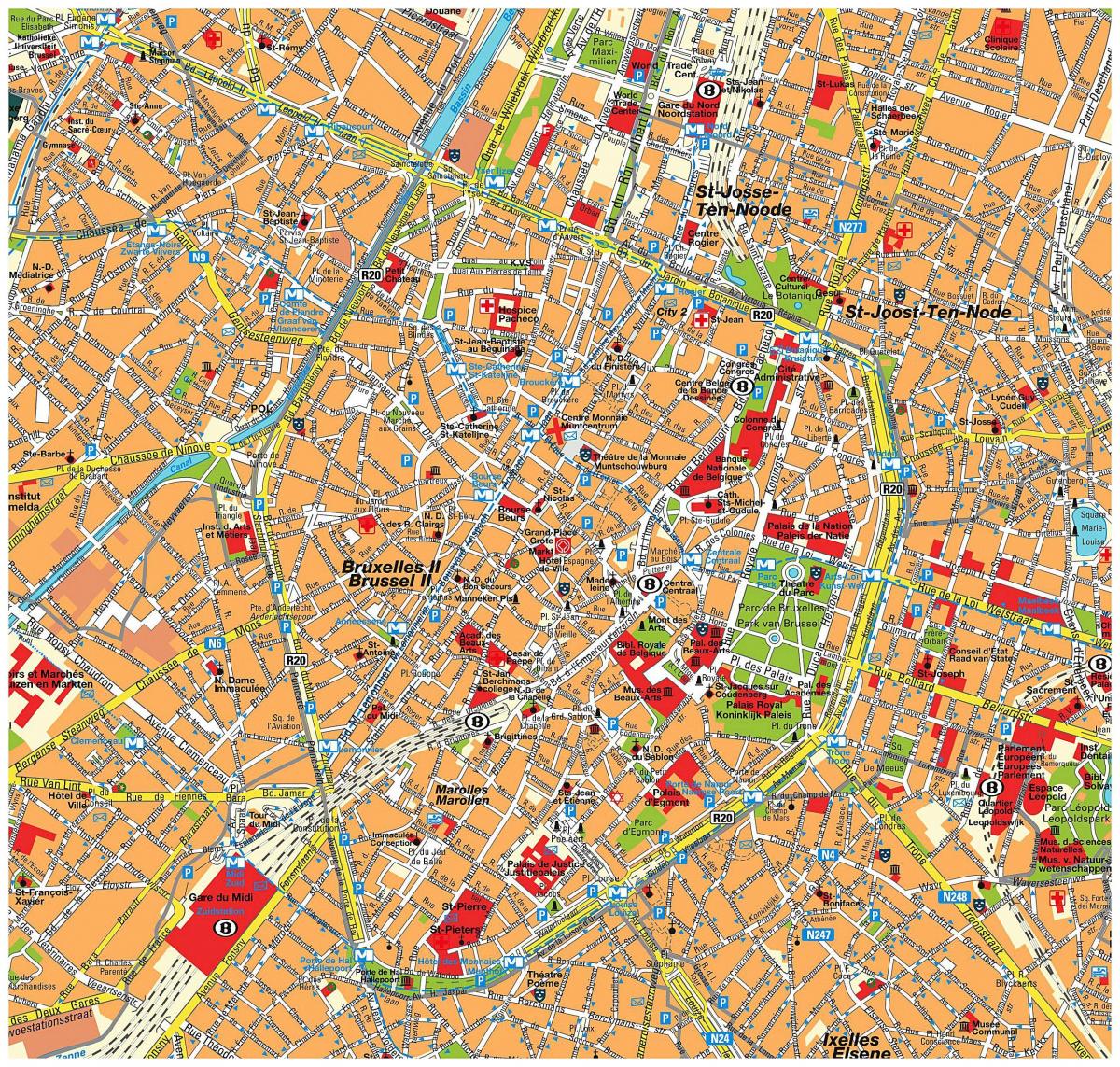 Plan du centre ville de Brussels
