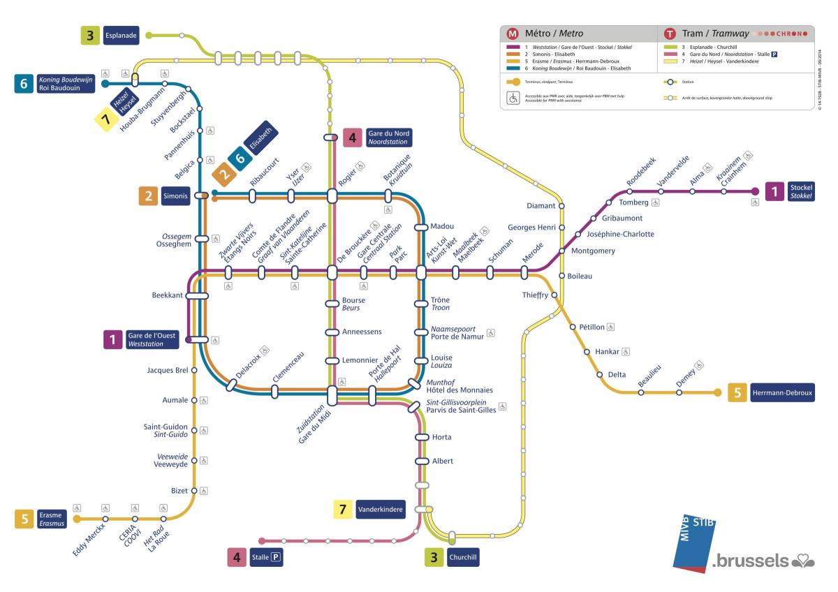 Plan des stations de metro de Brussels