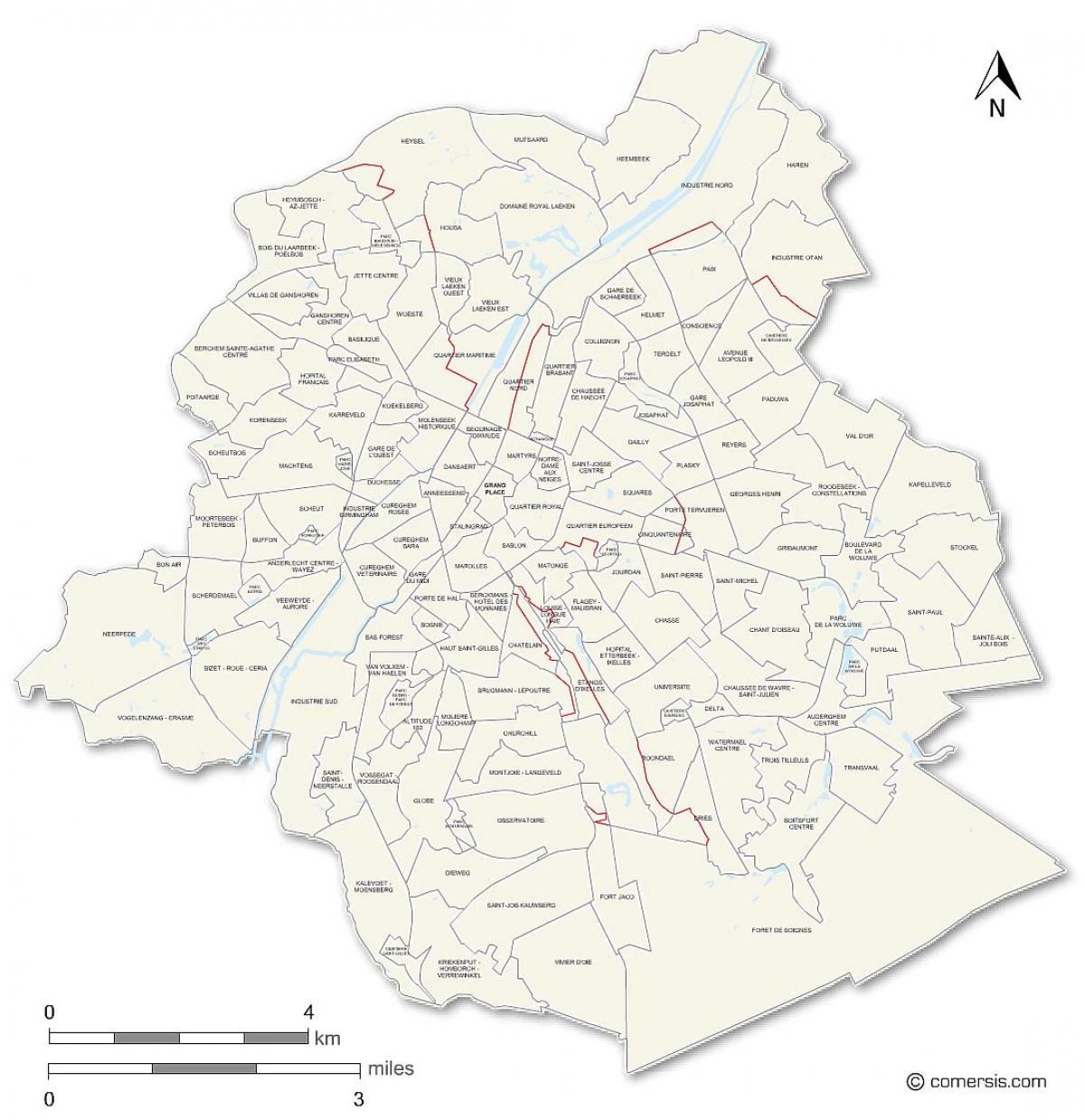 Plan des quartiers de Brussels