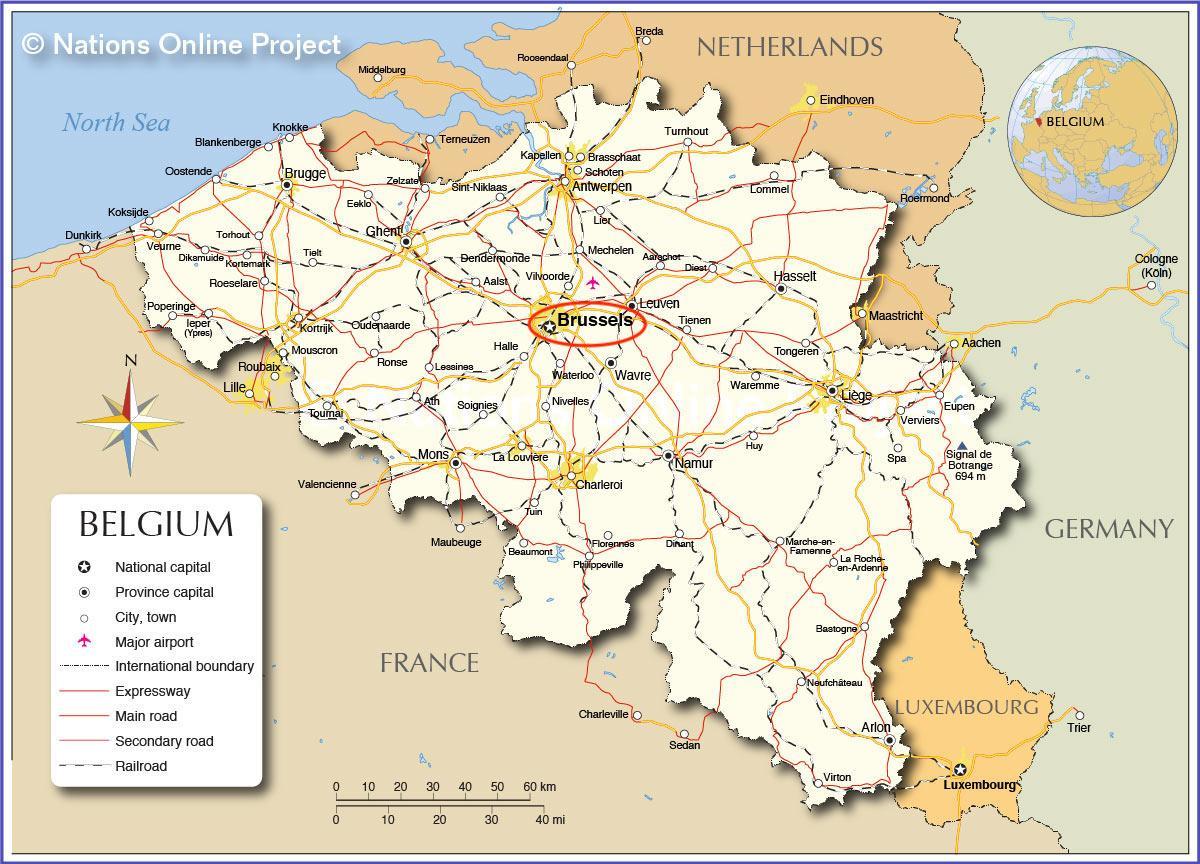 Ville de Brussels sur la carte de Belgium